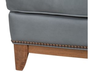Smith Brothers 258 Collection Gray Genuine Leather Ottoman