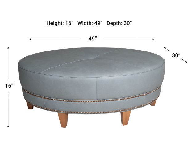 Smith Brothers 258 Collection Gray Genuine Leather Cocktail Ottoman large image number 4