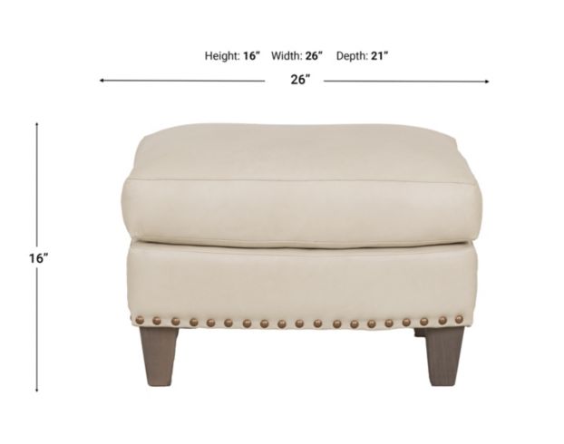 Smith Brothers 268 Collection Cream Genuine Leather Ottoman large image number 5