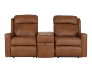 Smith Brothers M101 Collection Genuine Leather Power Reclining Loveseat with Console