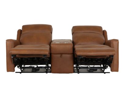 Smith Brothers M101 Collection Genuine Leather Power Reclining Loveseat with Console