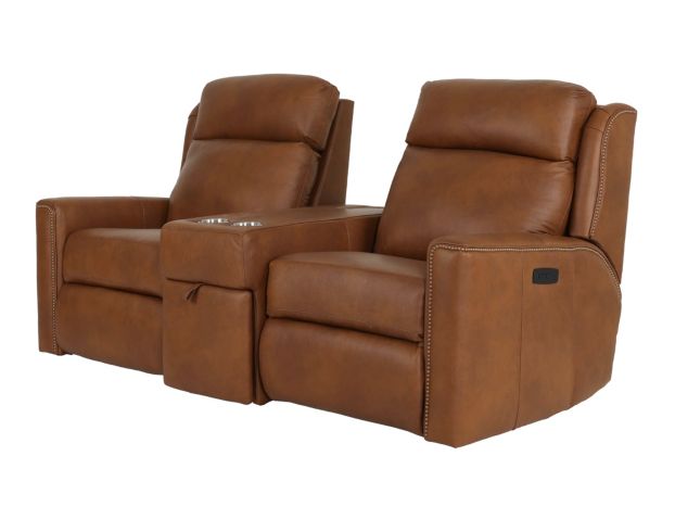 Smith Brothers M101 Collection Genuine Leather Power Reclining Loveseat with Console large image number 3