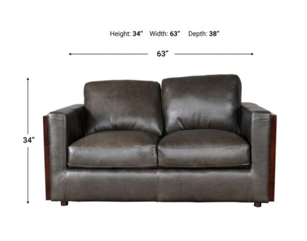 Simon Li J929 Gray Genuine Leather Loveseat large image number 9