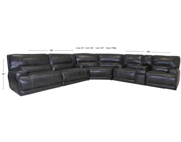 Simon Li M155 Collection 3-Piece Power Leather Sectional large image number 3