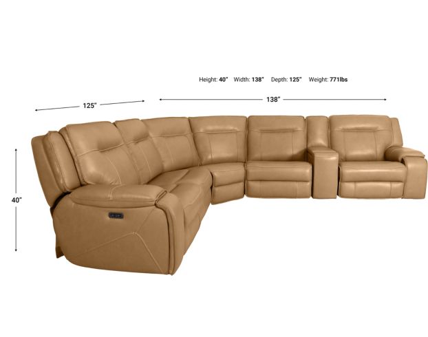 Simon Li M363 6-Piece Leather Power Reclining Sectional large image number 9