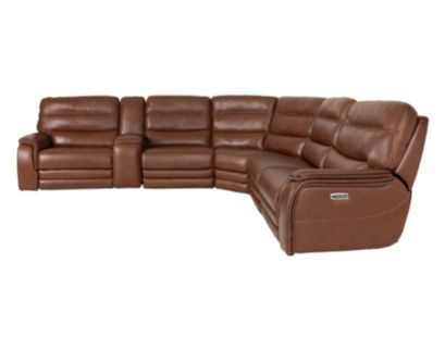 Simon Li M514 Collection Chestnut 6-Piece Leather Power Reclining Sectional