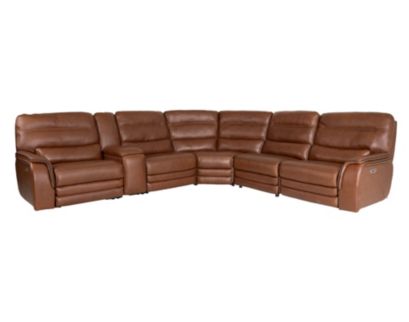 Simon Li M514 Collection Chestnut 6-Piece Leather Power Reclining Sectional