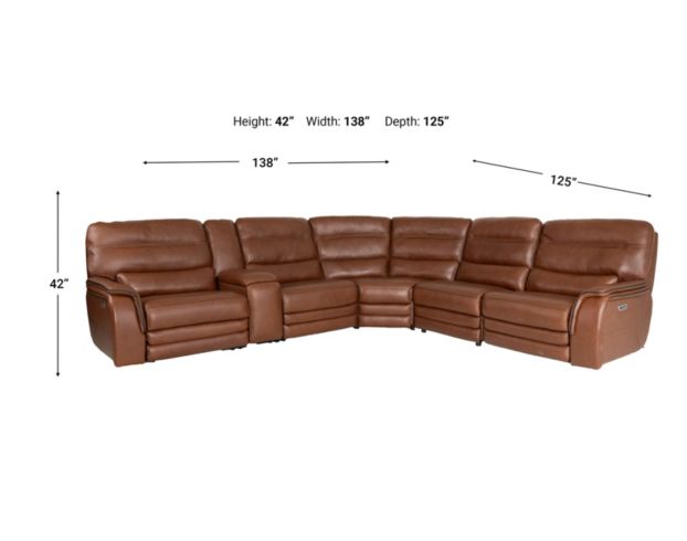 Simon Li M514 Collection Chestnut 6-Piece Leather Power Reclining Sectional large image number 9