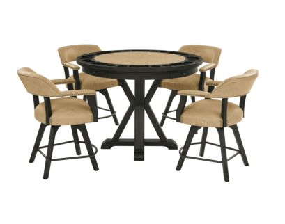 Steve Silver Rylie 5-Piece Black Counter Game Table Set