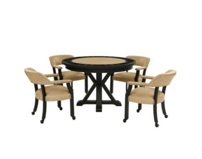 Steve Silver Rylie 5-Piece Black Dining Height Game Table Set