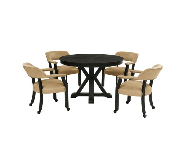 Steve Silver Rylie 5-Piece Black Dining Height Game Table Set large image number 2