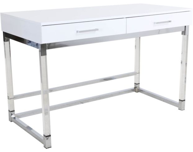 White desk deals with silver legs