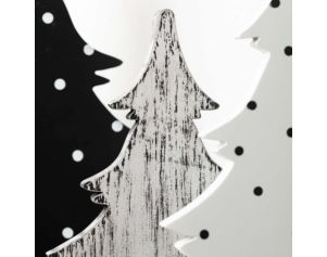 Sullivans Black and White Wooden Christmas Tree (Set of 3)