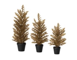 Sullivans Potted Gold Pine Tree Set of 3