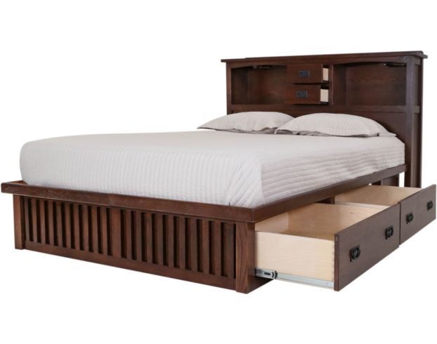 Surewood Oak Mission Chocolate Queen Storage Bed large image number 2