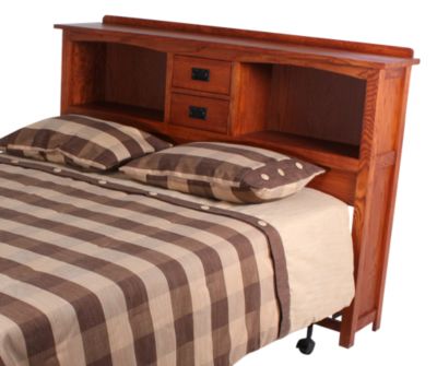 Surewood Oak Mission King Bookcase, King Bookcase Headboard With Lights