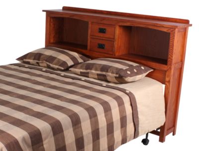 Surewood Oak Mission Queen Bookcase, Full Size Mission Style Headboard