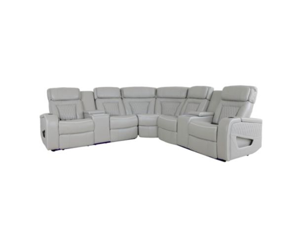 Synergy K2277 Collection Livorno Silver Leather 3-Piece Power Reclining Sectional large image number 1