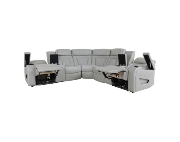 Synergy K2277 Collection Livorno Silver Leather 3-Piece Power Reclining Sectional large image number 2