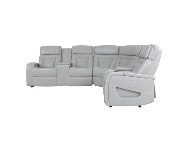 Synergy K2277 Collection Livorno Silver Leather 3-Piece Power Reclining Sectional large image number 3