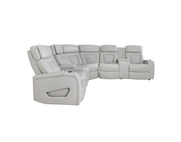 Synergy K2277 Collection Livorno Silver Leather 3-Piece Power Reclining Sectional large image number 4