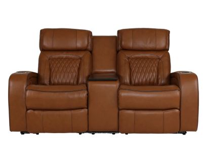 Synergy K2277 Collection Livorno Nutmeg Leather Power Reclining Loveseat with Console