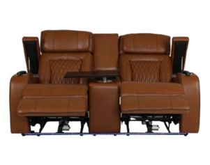 Synergy K2277 Collection Livorno Nutmeg Leather Power Reclining Loveseat with Console