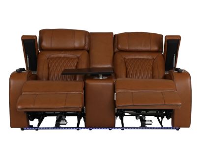 Synergy K2277 Collection Livorno Nutmeg Leather Power Reclining Loveseat with Console