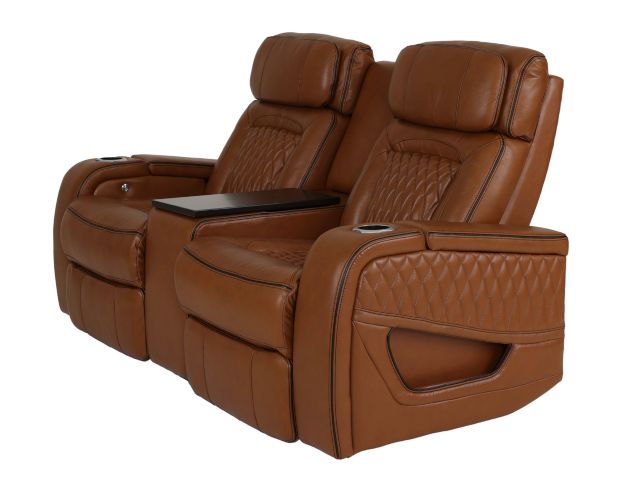 Synergy K2277 Collection Livorno Nutmeg Leather Power Reclining Loveseat with Console large image number 3