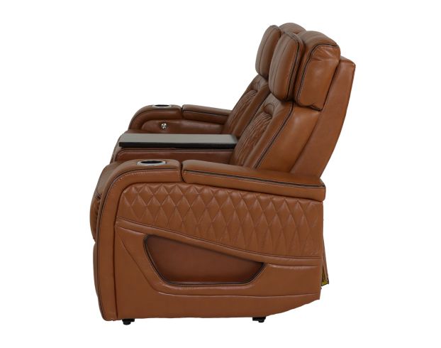 Synergy K2277 Collection Livorno Nutmeg Leather Power Reclining Loveseat with Console large image number 4