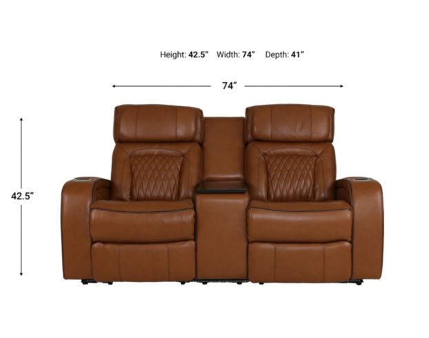 Synergy K2277 Collection Livorno Nutmeg Leather Power Reclining Loveseat with Console large image number 9