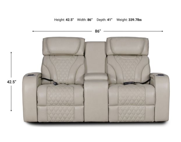 Synergy K2140 Collection Pearl Leather Power Loveseat large image number 6