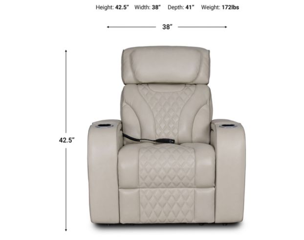 Synergy K2140 Collection Pearl Leather Power Recliner large image number 4