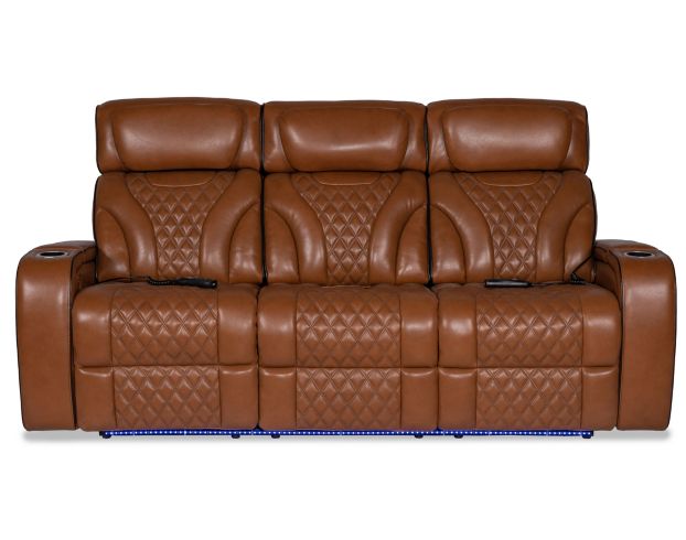 Synergy K2140 Collection Nutmeg Leather Power Sofa large image number 1