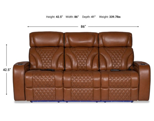 Synergy K2140 Collection Nutmeg Leather Power Sofa large image number 9