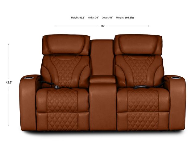 Synergy K2140 Collection Nutmeg Leather Power Loveseat large image number 7