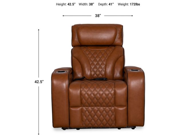Synergy K2140 Collection Nutmeg Leather Power Recliner large image number 5