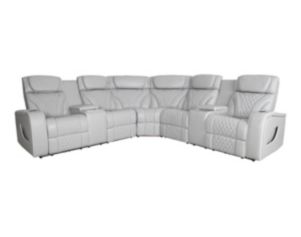 Synergy K2140 Collection Silver Leather 3-Piece Power Reclining Sectional