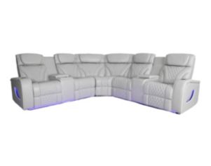 Synergy K2140 Collection Silver Leather 3-Piece Power Reclining Sectional