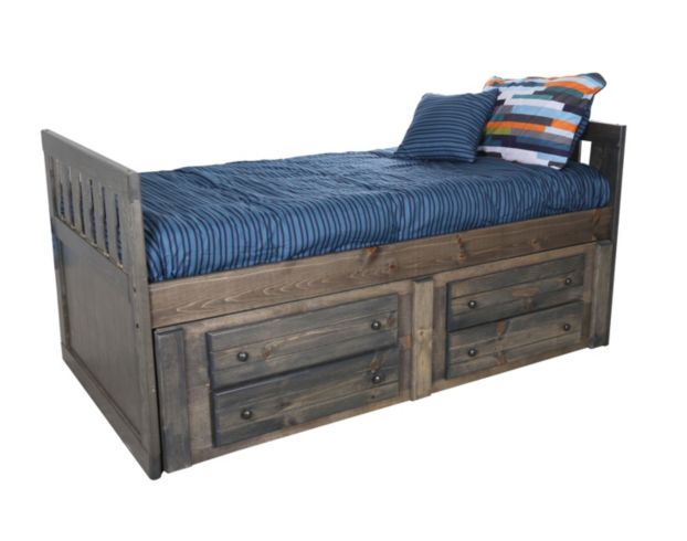 Trend Wood Bayview Rustic Gray Twin Storage Bed large image number 1