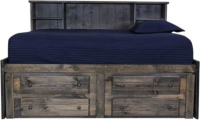 Trend Wood Rustic Gray Full Captains Bed Homemakers Furniture