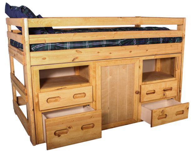 Trend Wood Bunkhouse Twin Storage Loft, Wooden Loft Bed With Storage