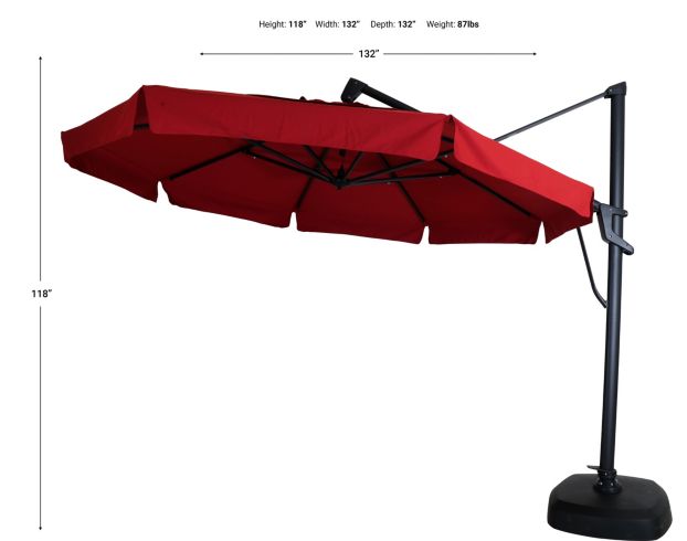 Treasure Garden Red 11-Foot Cantilever Umbrella large image number 5