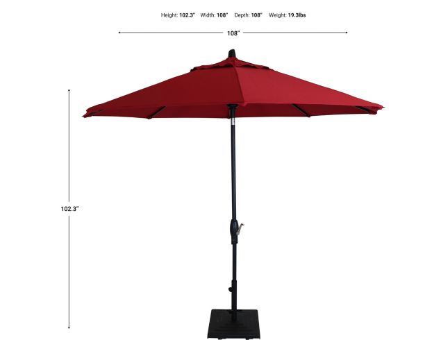 Treasure Garden 9-Foot Auto-Tilt Red Patio Umbrella large image number 5