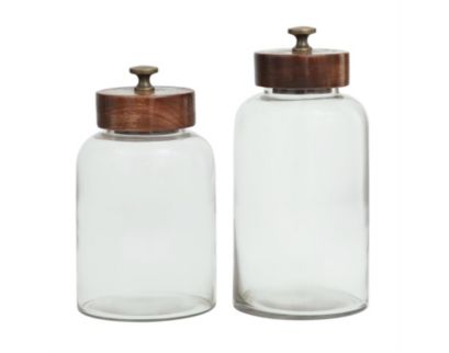 Uma Clear Canisters with Brown Lids (Set of 2)