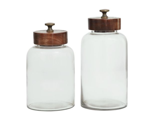 Uma Clear Canisters with Brown Lids (Set of 2) large image number 1