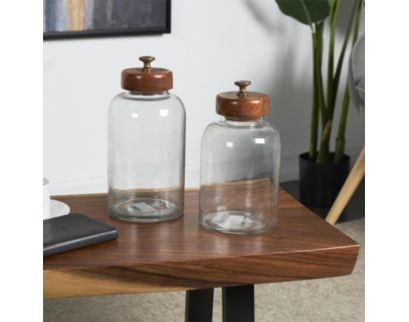 Uma Clear Canisters with Brown Lids (Set of 2)