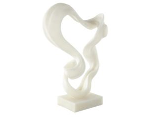 Uma 20 x 14 White Polystone Wave Sculpture