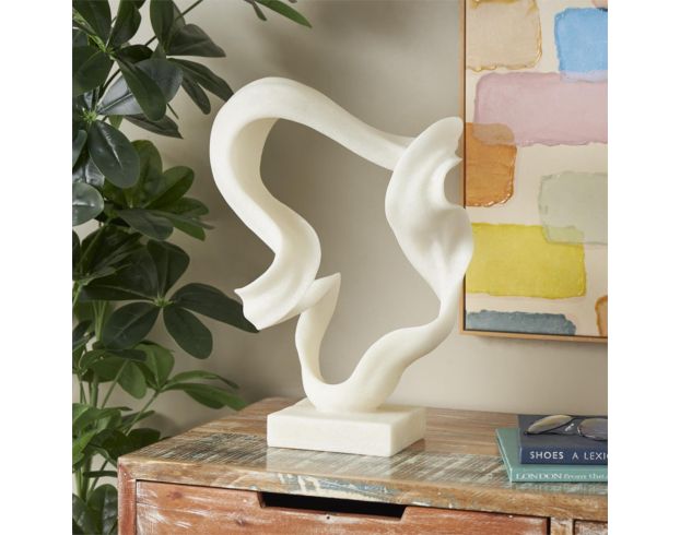 Uma 20 x 14 White Polystone Wave Sculpture large image number 4