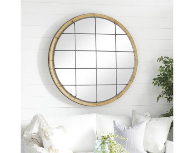 Uma Accents Industrial Wood Wall Mirror 48 X 48 large image number 2